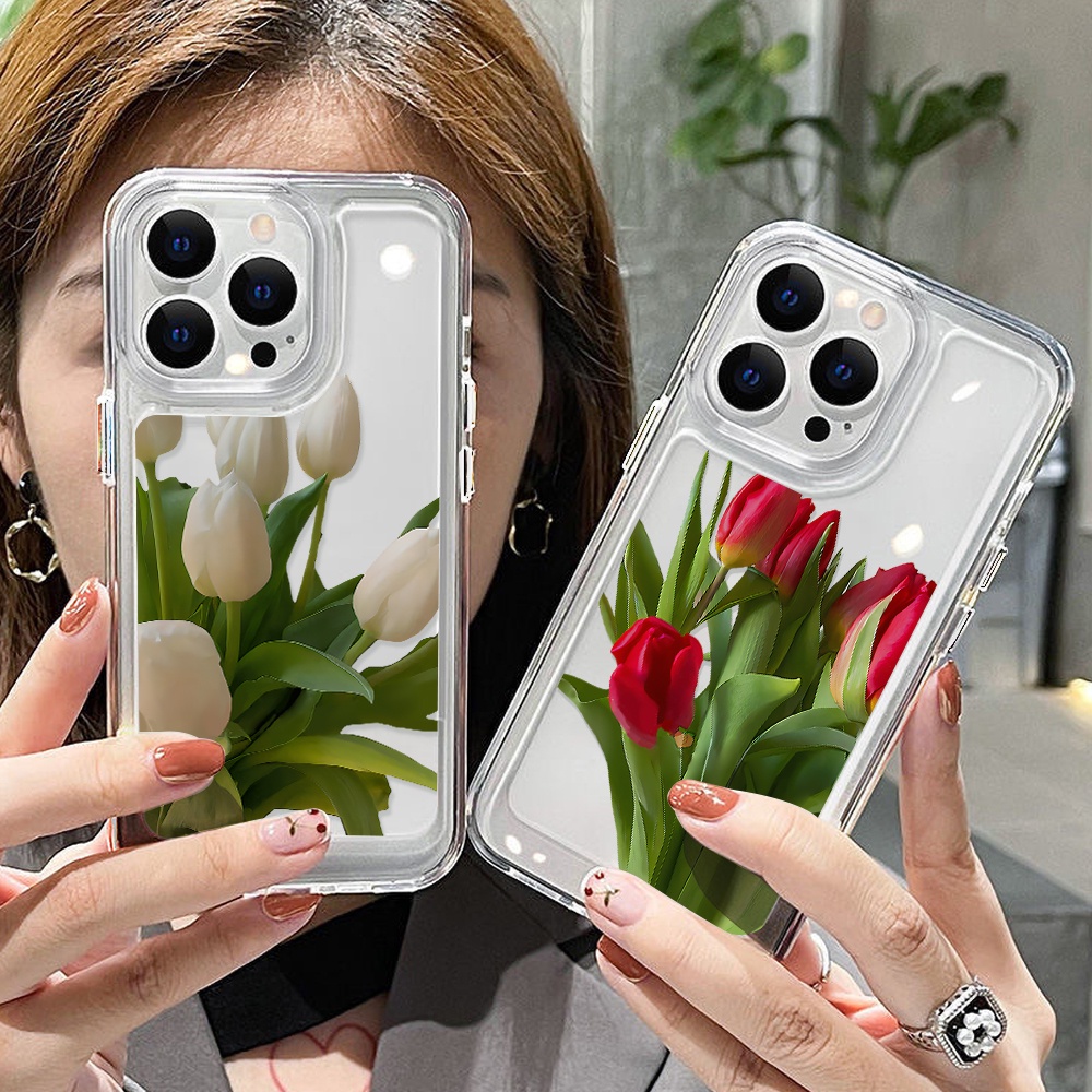 Case Bunga Segar Putih Untuk Oppo A16 A16K A16E A11K A11X A5S A12 A12S A15 A17 A17K A57 A54 A53 A52 A3S A5 A8 A9 A36 A37 A93 A96 A92 A72 A73 A74 A76 A77 Akrilik Space TPU Back Cover