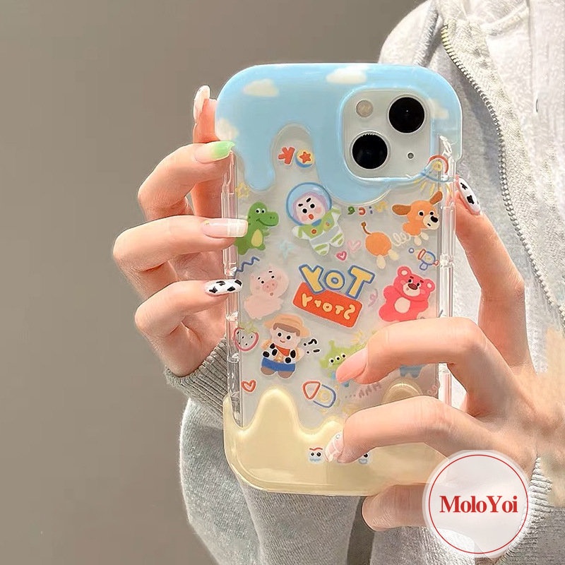 IPHONE Kartun Lucu Disney Toy Story Manyo Bear Kreatif Candy Case Kompatibel Untuk Iphone11 14 13 12 Pro Max8 7 Plus XR XS X Max 7Plus Lovely StellaLou 3D Ice Cream Soft Cover