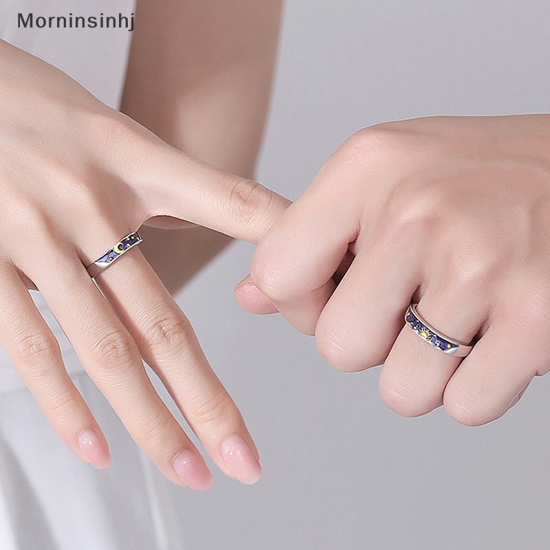 Mornin Fashion Pasangan Cincin Matahari Bulan Terbuka Dapat Disesuaikan Cahaya Jari Cincin Untuk Wanita Perhiasan Aksesoris Hadiah Ulang Tahun id