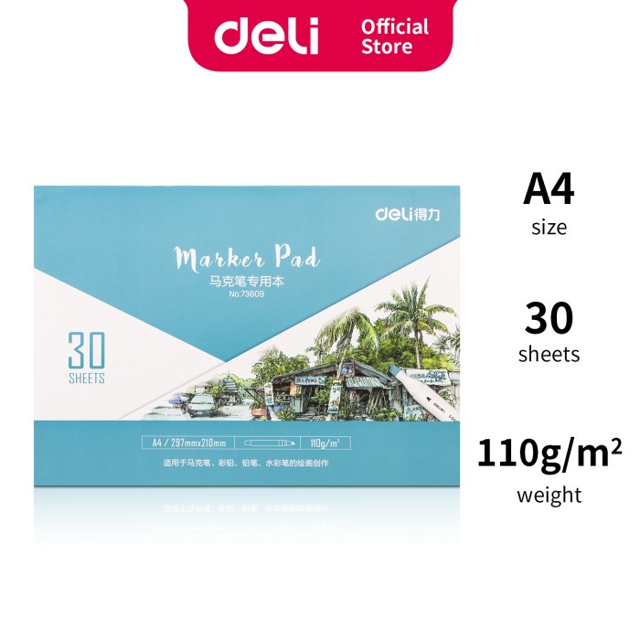 

Deli Marker Pad/Drawing Paper/Buku Gambar Untuk Spidol 30Lmbr 73609/10 - TYPE A4