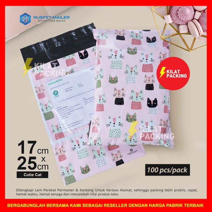 

AMPLOP PLASTIK POLYMAILER CUTTIE CAT Uk : 17cm x 25cm PACK