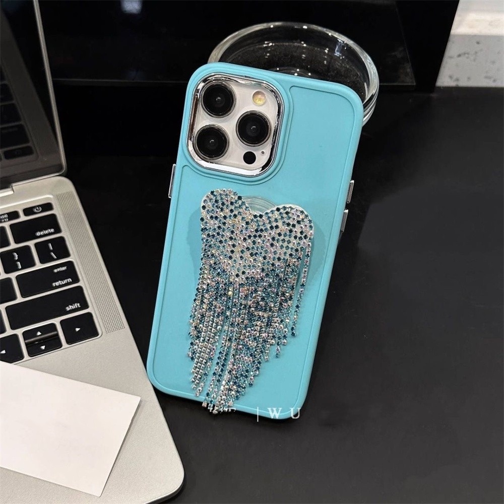 Casing Ponsel Bingkai Lensa Electroplating Untuk iPhone 14 Pro Max 13 Pro 12 11Pro X XR Xs Max 7 /8Plus Dengan Holder Rumbai Hati Case Silikon Penutup Belakang