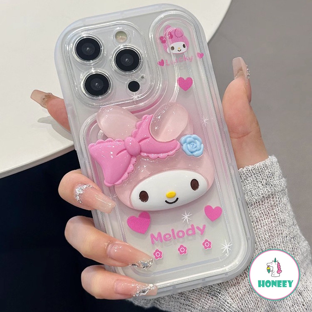 Casing Ponsel Sanrio Kartun 3D Untuk Apple14 13 12 Pro MAX Case iPhone 11 Pro MAX XR XS MAX 7Plus8Plus Melodi Bening Silikon Anti-Drop Soft Cover