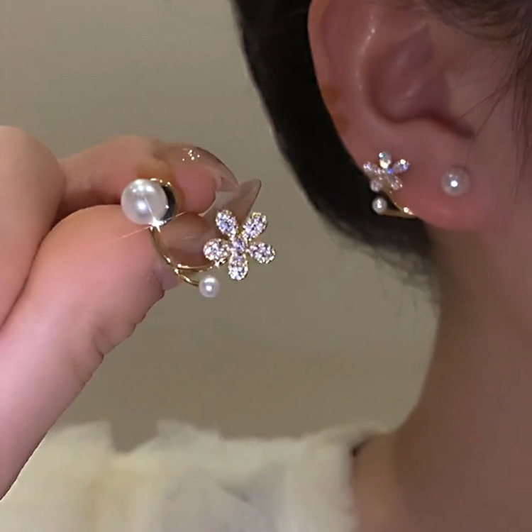 Ay(cn) Fashion Bunga Tulip Mutiara Stud Earrings Kristal Camelia Hati Anting Emas Untuk Aksesoris Perhiasan Wanita