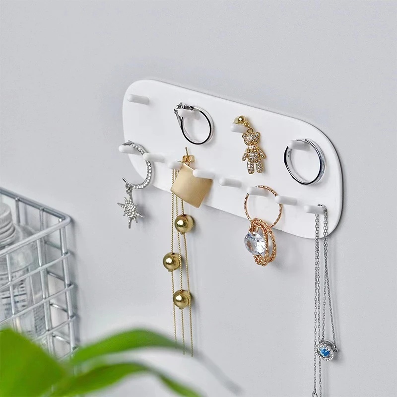 [HOT Sale]12 Lubang/set Perekat Tempel Dinding Gantungan Penyimpanan Display Perhiasan Kait Cincin Gelang Tempat Penyimpanan Organizer Anting Cincin Kalung Hanger