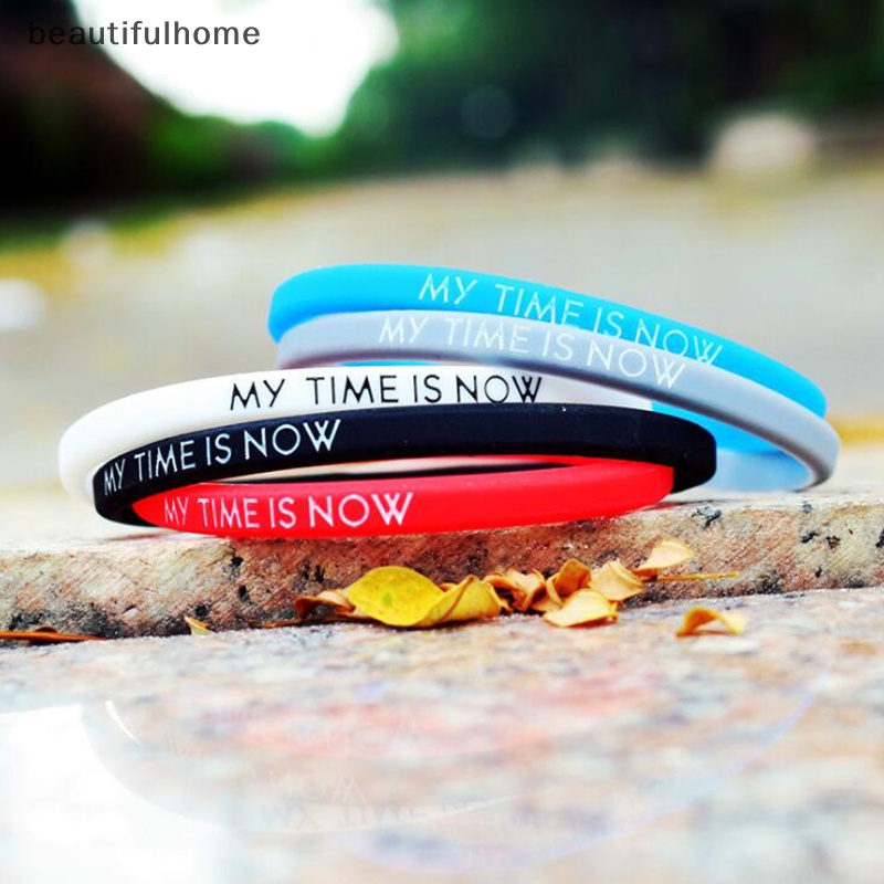 {beautifulhome} My Time Is Now Student Fashion Couple Gelang Silikon Olahraga wrist band.