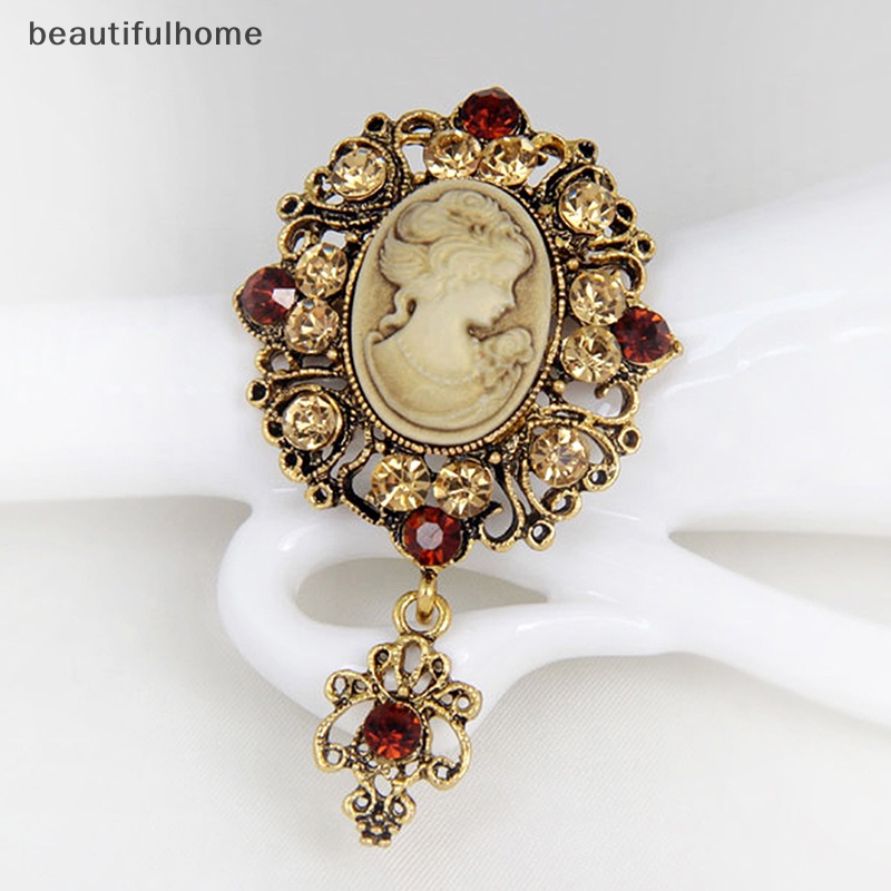 {beautifulhome} Hot Cameo Victorian Style crystal Pesta Pernikahan Wanita Liontin Bros Pin.