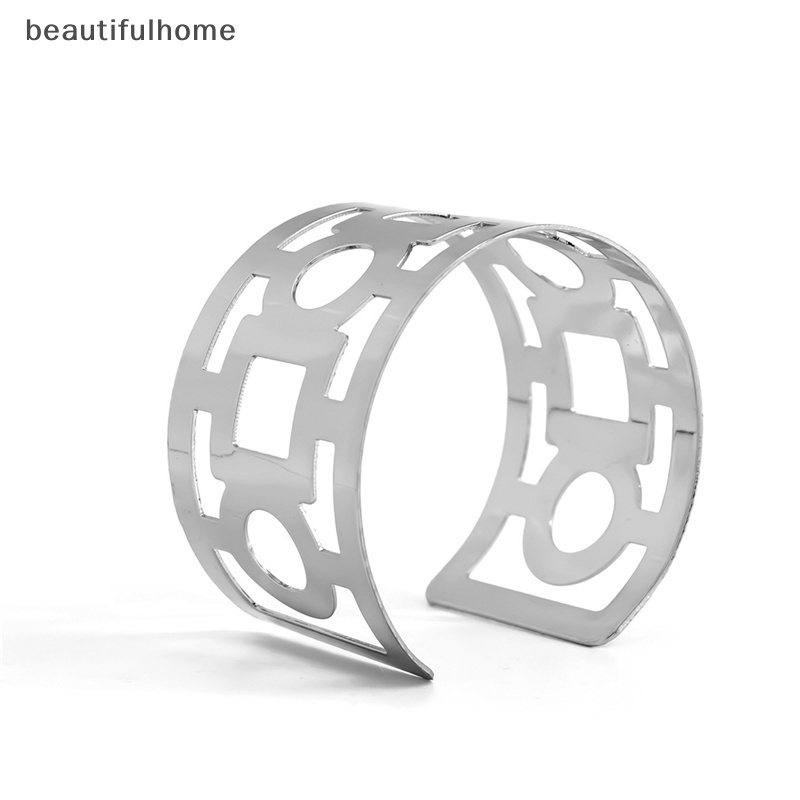 {beautifulhome} Logam Berongga Geometris Terbuka Dapat Disesuaikan Gelang Wanita Manset Lebar Gelang Pesta Perhiasan.