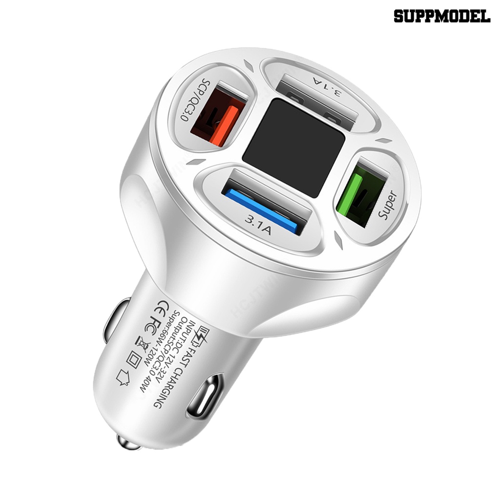 [SM] Car Charger Digital Display 12-32V SCP/QC3.0 Quick Charge 66W Universal 4port Mobil USB Charger Adapter Perlengkapan Kendaraan