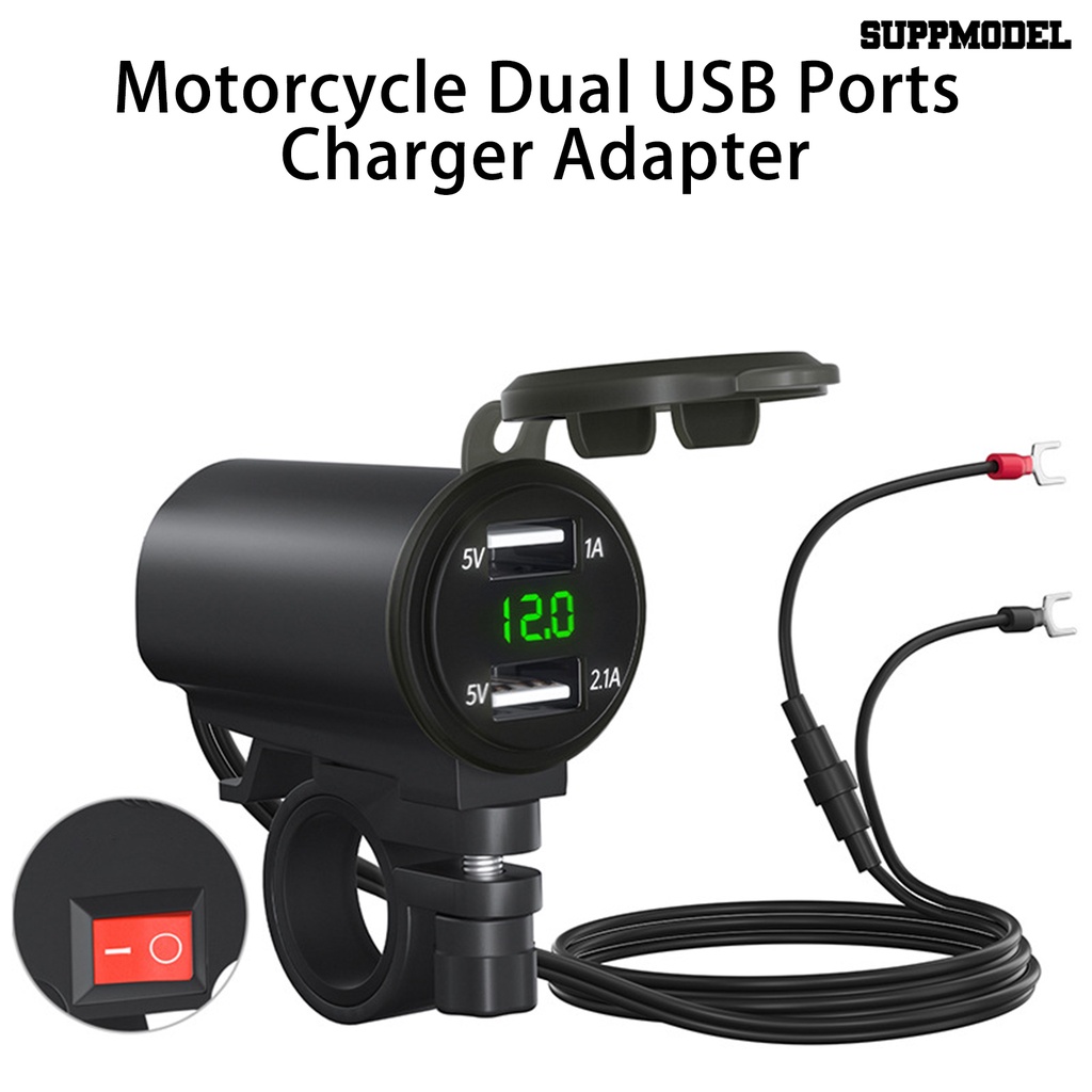 [SM]1 Set 3.1A Charger Motor Voltmeter Digital Display Fast Charging Motor Dual USB Phone Charger Aksesoris Moto