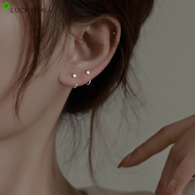 Anting Kait Zirkon Sederhana Untuk Wanita Hypoallergenic Fashion Emas Perak Earring Jewerly Accessoires