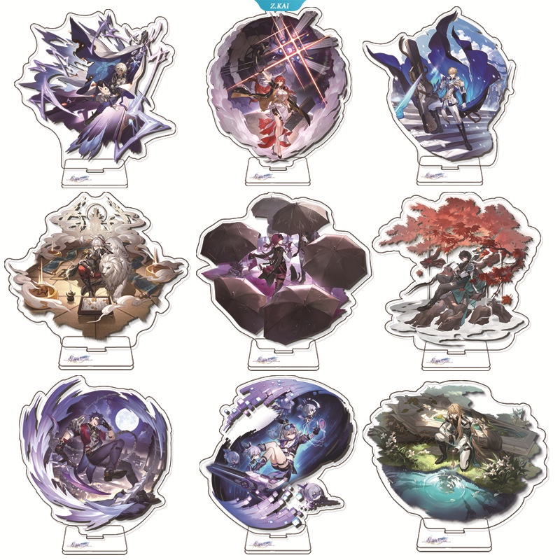 Honkai Star Rai Anime Kartun Karakter Game Bailu Kafka Bronya Zaychik Gepard Jing Yuan Card Game Stand-Up Plaque Ornament Dekorasi Kamar Hadiah [ZK]