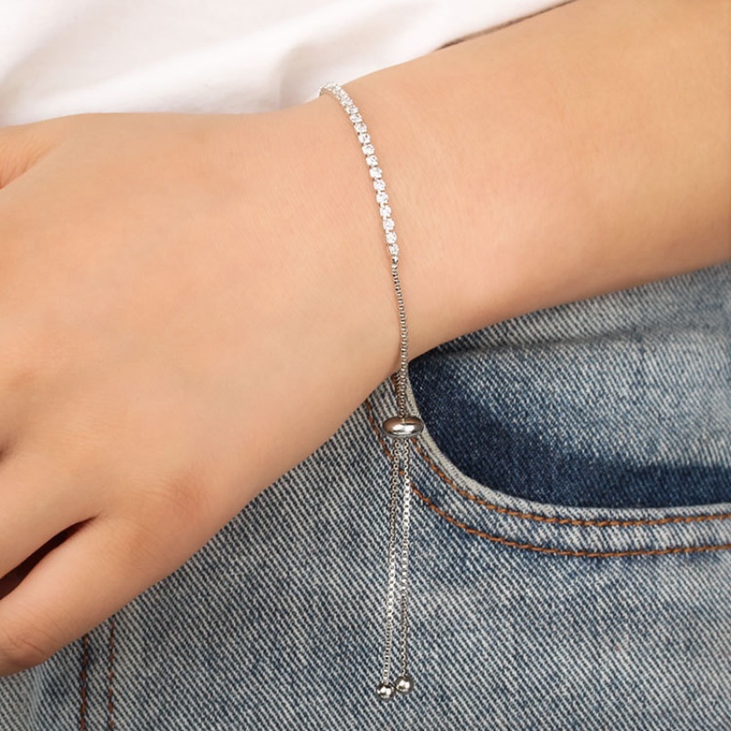 Versi Korea Dari Berbagai S925 Perak 8-karakter Cycle Symbol Four-leaf Clover Bracelet Wanita Berlian Ringan Gaya Mewah Gelang Wanita Yang Dapat Disesuaikan Grosir