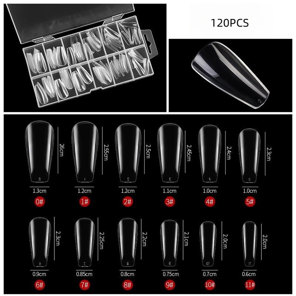 120pcs /box Kuku Palsu Yang Dapat Dilepas Cocok UV Tukang Penutup Penuh Beberapa Ukuran Ekstensi Jari Manikur Aksesoris