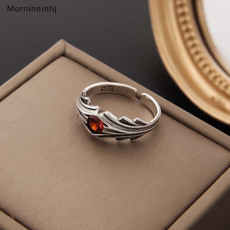 Mornin Real925 Sterling Silver Cincin Batu Merah Untuk Fashion Wanita Pesta Lucu Perhiasan Halus Aksesoris Minimalis Hadiah id