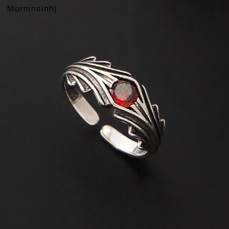 Mornin Real925 Sterling Silver Cincin Batu Merah Untuk Fashion Wanita Pesta Lucu Perhiasan Halus Aksesoris Minimalis Hadiah id