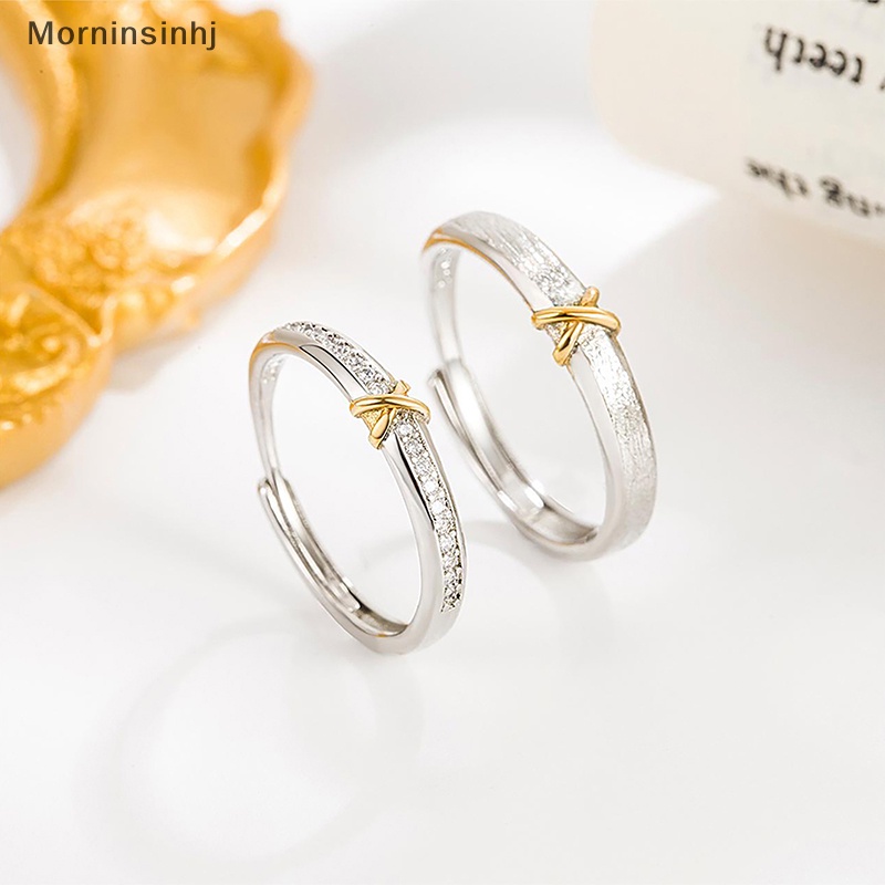 Mornin Cincin Pasangan Zirkon Ringan Gaya Korea Untuk Wanita Pria Cinta Pembukaan Adjustable Finger Ring Perhiasan Ulang Tahun Pernikahan id