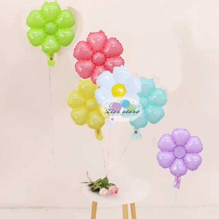 Balon Foil Bunga Matahari Warna Pastel / bunga daisy Sunflower Polos