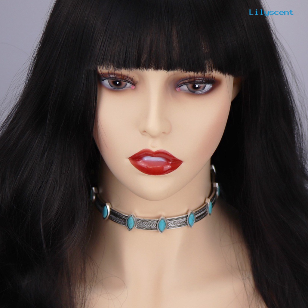 [LS]Turquoise Gaya Vintage Choker Kerah Alloy Bohemian Adjustable Wanita Kerah Kalung Perhiasan Hadiah