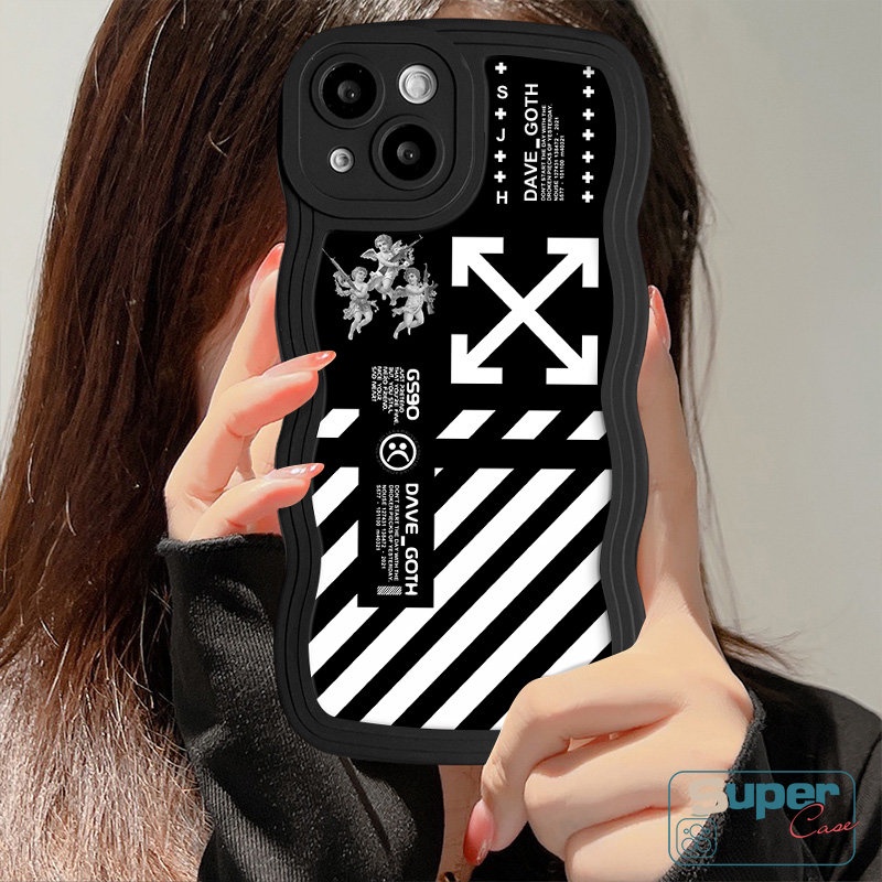 Art Mosaic lattice Case Untuk Redmi 9T 12C 10C 9A 910a 10 9C A1+ A2 +Redmi Note8 10 11 9 Pro 11s 10s 9s POCO M3 X3 NFC Pro Mi 11T Pro Soft Wavy Edge Trendy Brand O.f.f-sarung Putih