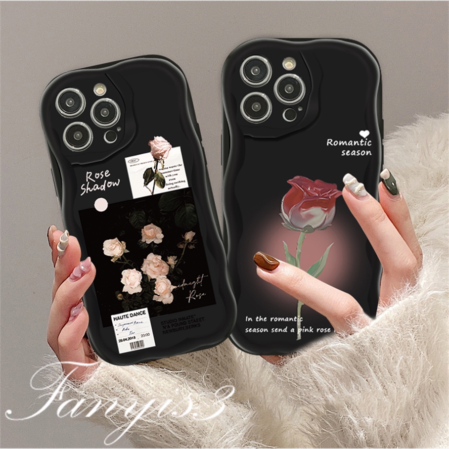 Redmi 12 12C A1 10C 10 10A 9 9A 9C 9T Note 12 12s 11s 10s 11 10 9s 9 Pro Xiaomi Poco X3 X3NFC X3Pro 12 11 Lite Romantis Mawar Bergelombang Tepi Melengkung Casing Ponsel TPU Soft Cover