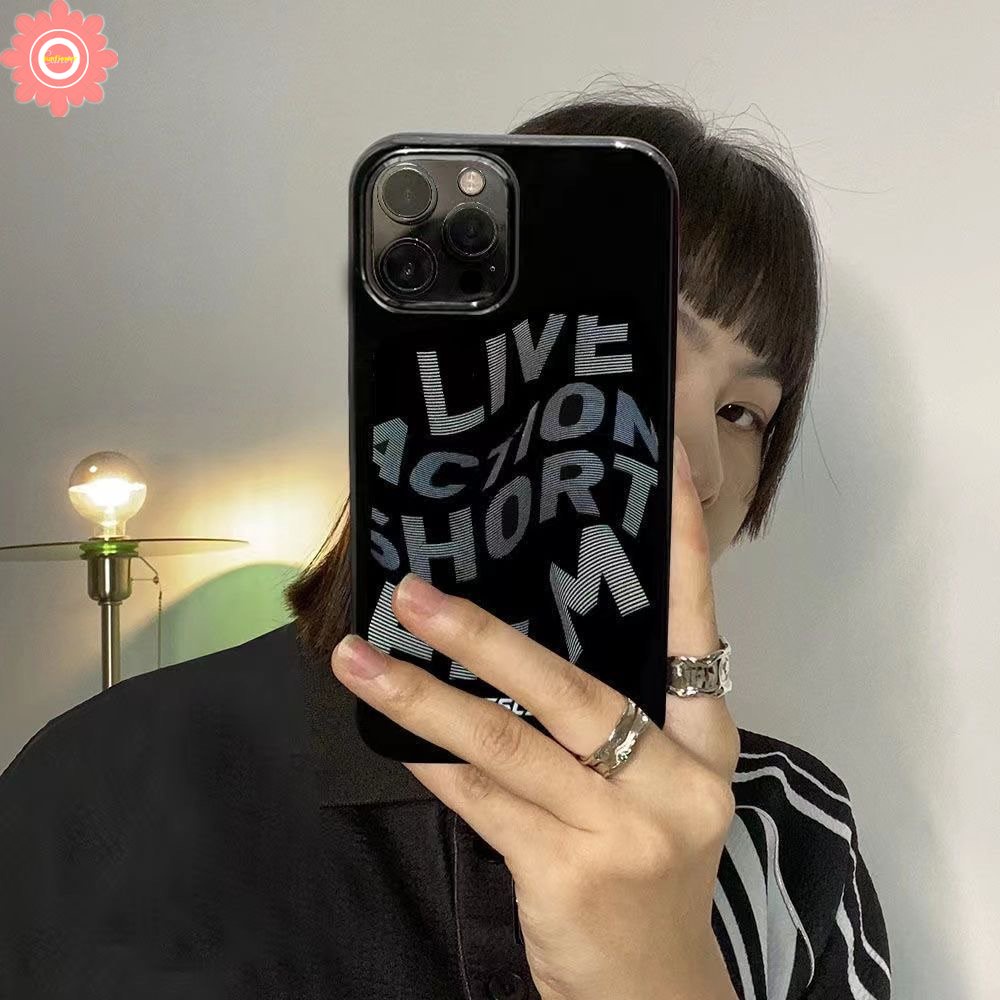 IPHONE Kreatif Roll The Gym Glossy Lembut TPU Ponsel Cover Hitam Kompatibel Untuk Iphone11 13 Pro Max7 8 Plus XR X XS Max14 12 Pro Max SE 2020 Keren Alfabet Inggris Halus Shockproof Case