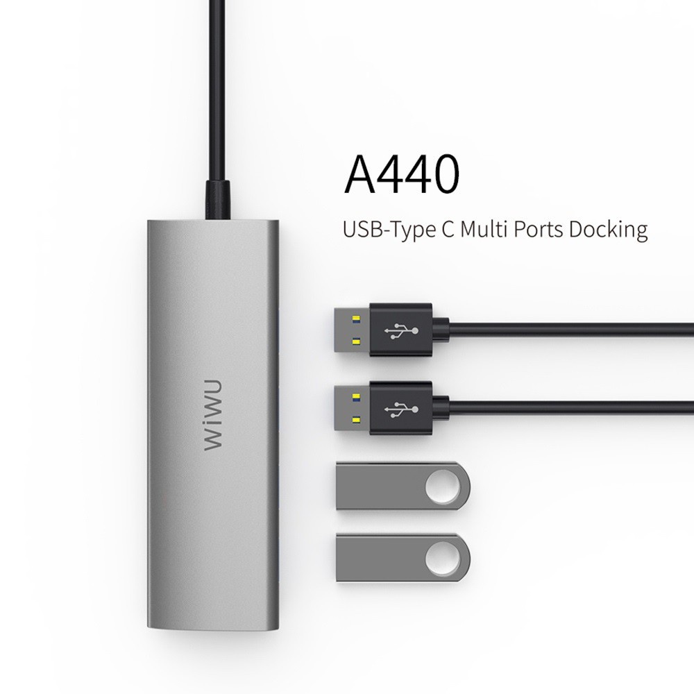 AKN88 - WIWU ALPHA A440 - 4 in 1 USB-C Hub Adapter - USB-C to 4 USB 3.0