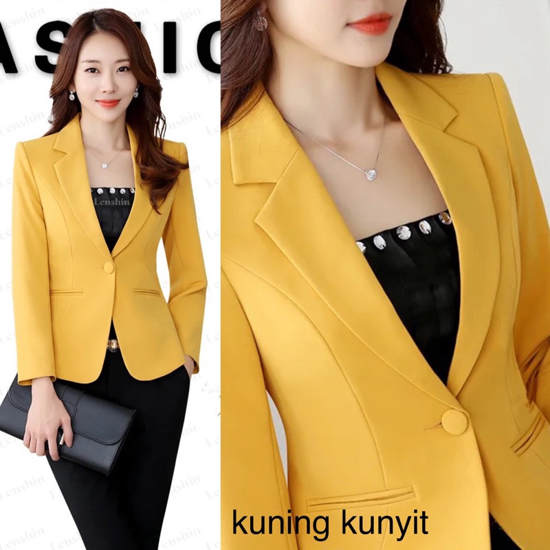 Blazer kantor side pocket kancing wanita / women formal blazer kerja wanita