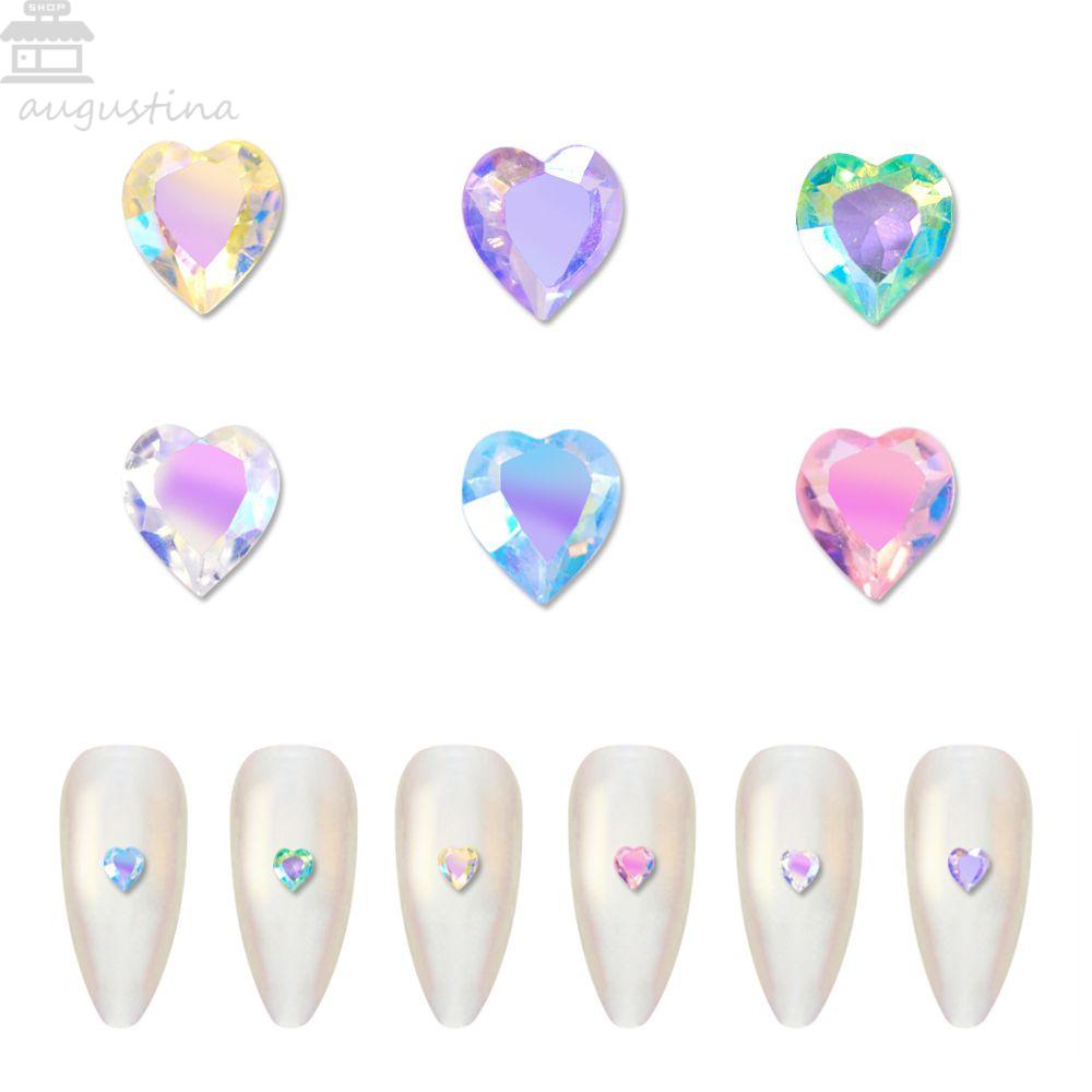 AUGUSTINA Agustin 3D Nail Art Perhiasan DIY Warna Campur Nail Art Charms Persegi Panjang Hiasan Kuku Permata Kristal Nail Art Dekorasi