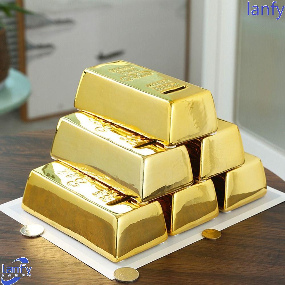 LANFY Celengan Kreatif 1Pcs Simulasi Batangan Batangan Bullion Prop Emas Batangan Koin Hias Case