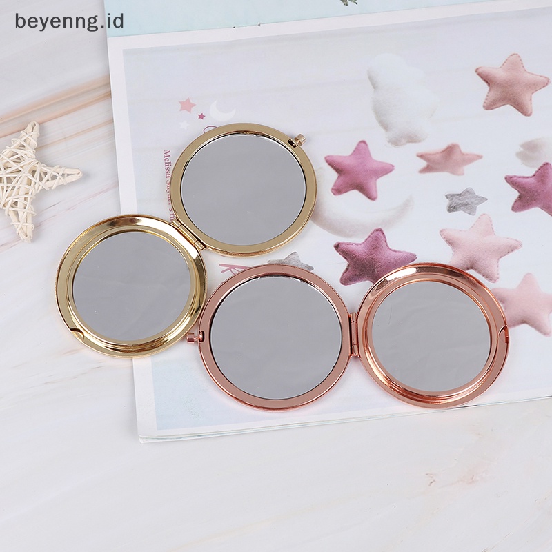 Beyen Vintage alloy compact pocket mirror folded makeup Kosmetik Cermin Pembesar ID