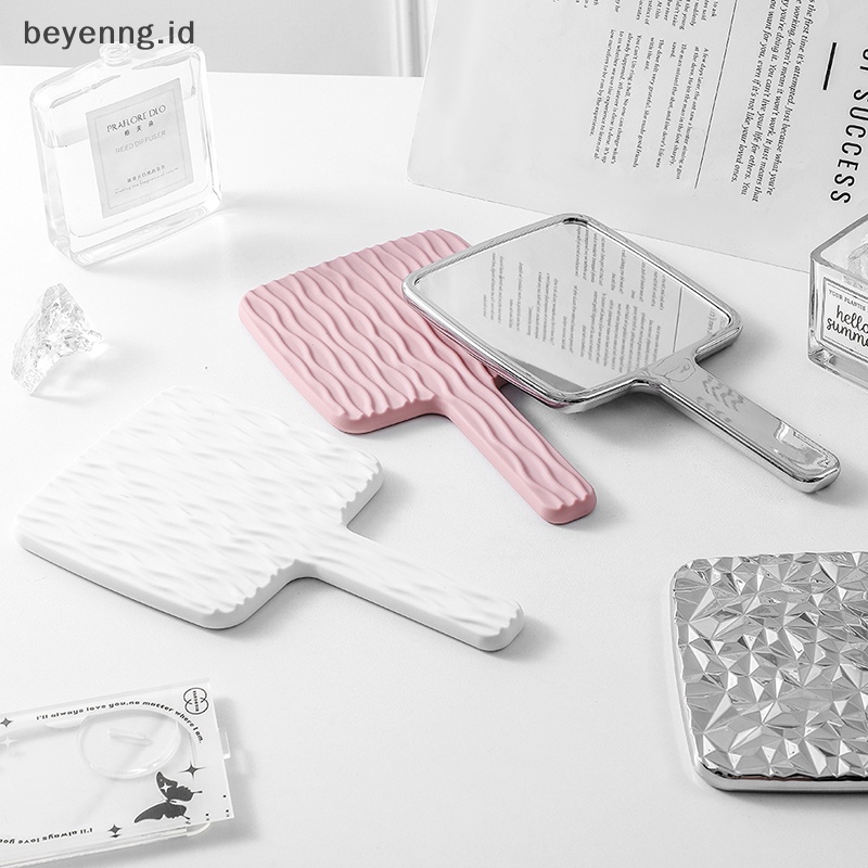 Beyen 1PCS Square Hand Held Mirror Besar Lady Wanita Makeup Kecantikan Kosmetik Portable ID