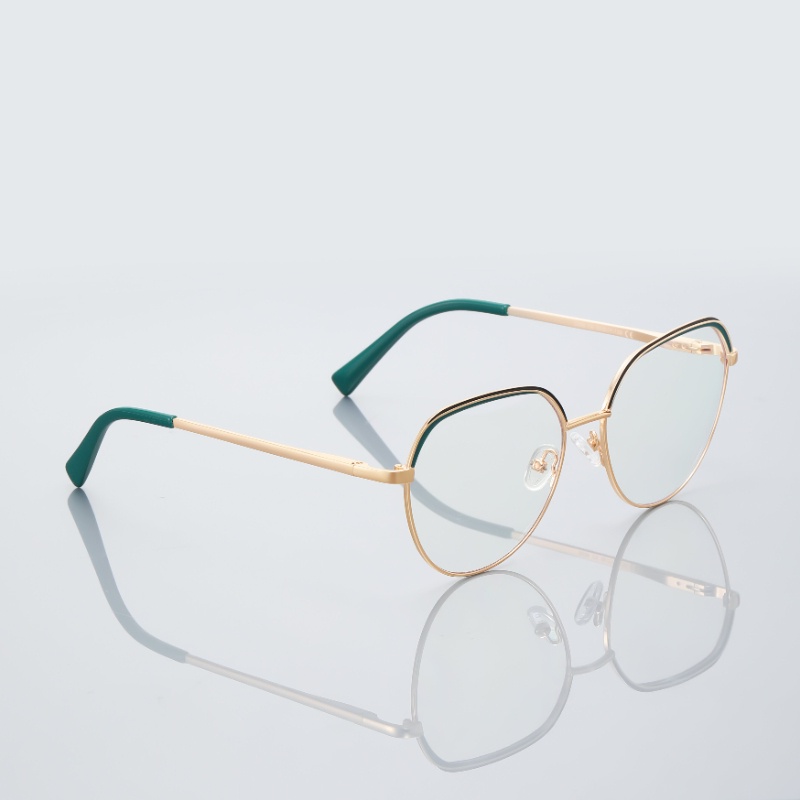 (YUZHU) Fashion Sederhana Two Tone Kacamata Anti Cahaya Biru Kepribadian Logam Desain Asli Eyeglasses