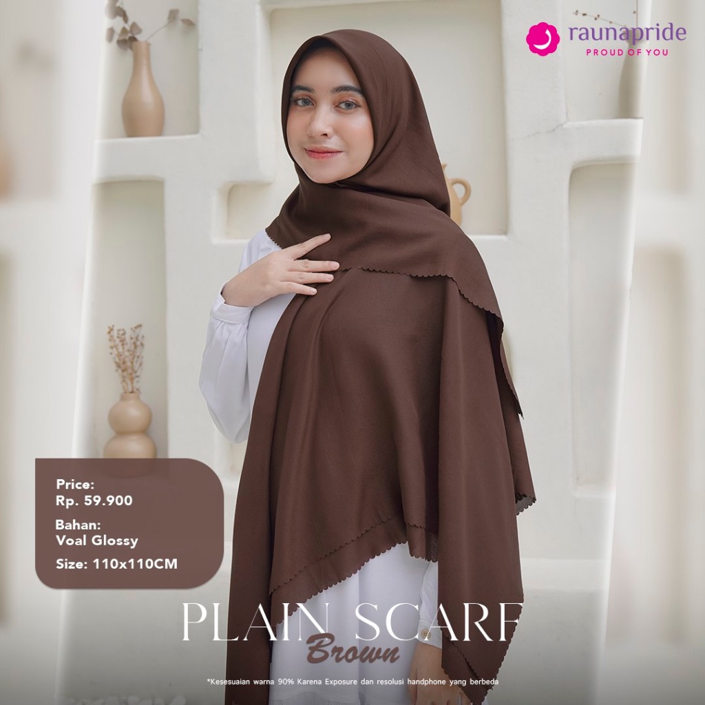 Hijab RAUNA Segiempat Voal / Plain Scarf / Fashion Muslim