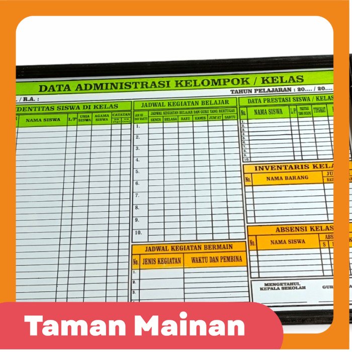 

Papan Data Sekolah Data Administrasi Kelas TK PAUD