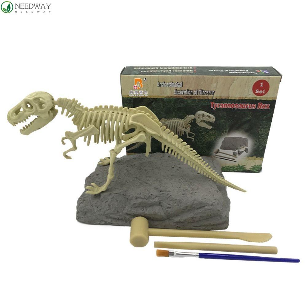 NEEDWAY Needway Dinosaurus Menggali Kit Kejutan Menggali Set Model Kerangka Dinosaurus Mainan Edukasi Sains Velociraptor 3D Skeleton Puzzles Alat Penggali Kit Mainan Gali Arkeologi