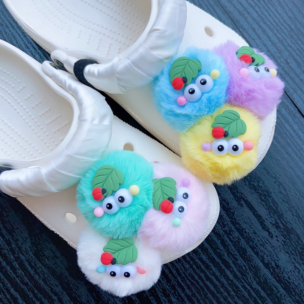 6 Pcs INS Super Cute Ladybug Rambut Bola Set Croc Jibz Pesona Tombol Fashion Sepatu Aksesoris#Haiqiu Series