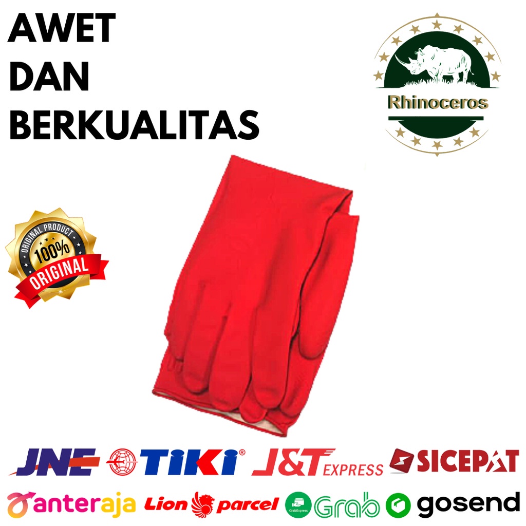 PROMO HARI INI!! Sarung Tangan Karet Hand Gloves Merah 39CM Tebal Ukuran L