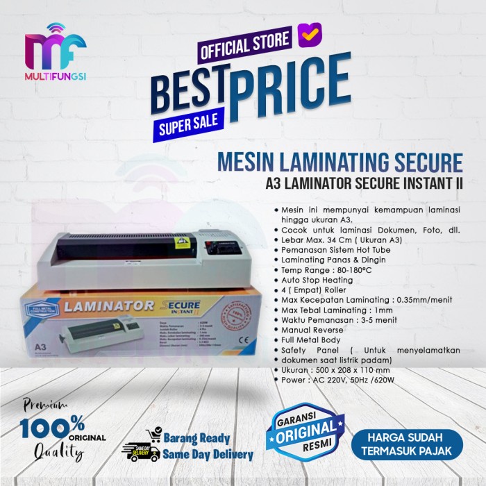 

Secure Instant II A3 Laminator - Mesin Laminating Garansi Resmi