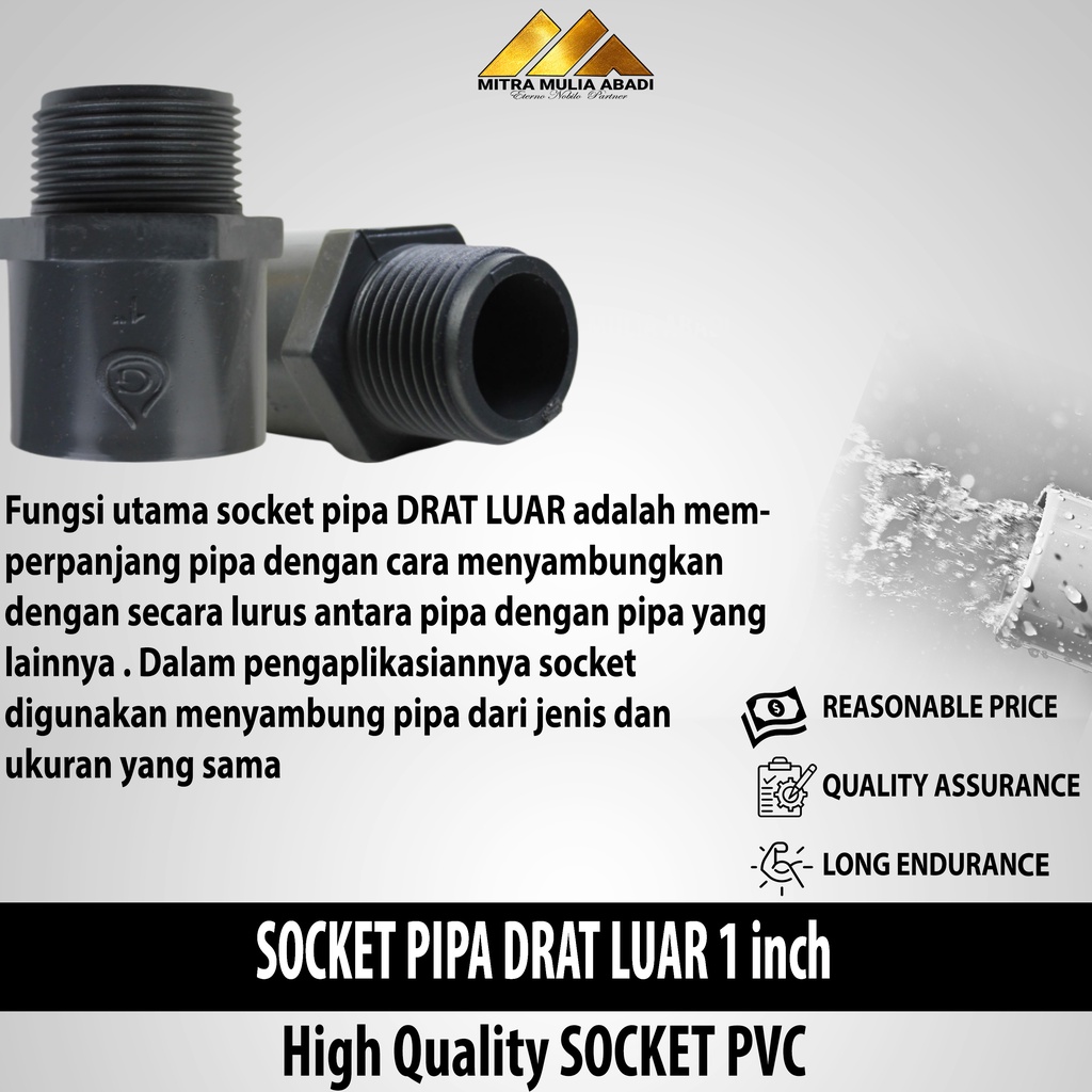 Socket Soket Sambungan Drat Luar 1inc - Sambungan Pvc