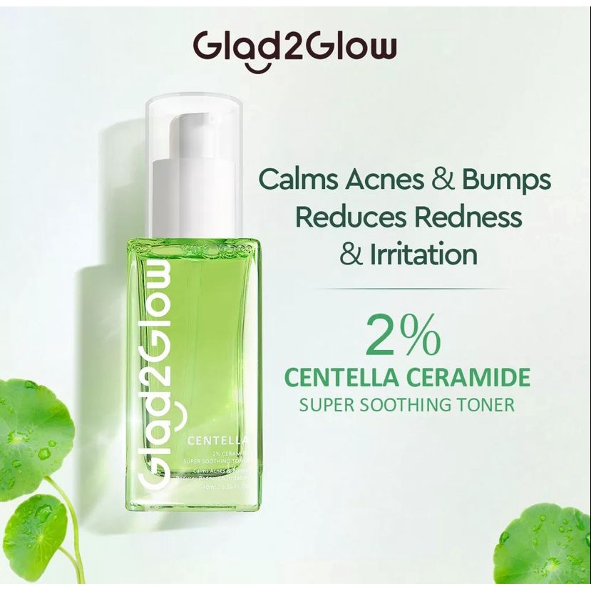 Glad2Glow 2% Centella Ceramide Super Soothing Toner 40ml BPOM