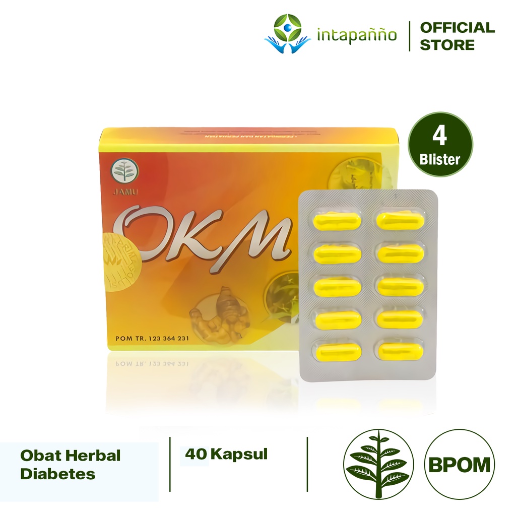 INTAPANNO COMBO 4 OKM 33 Obat Herbal Diabetes / Kencing Manis 40 Kapsul Jamu Tradisional Halal CMB04