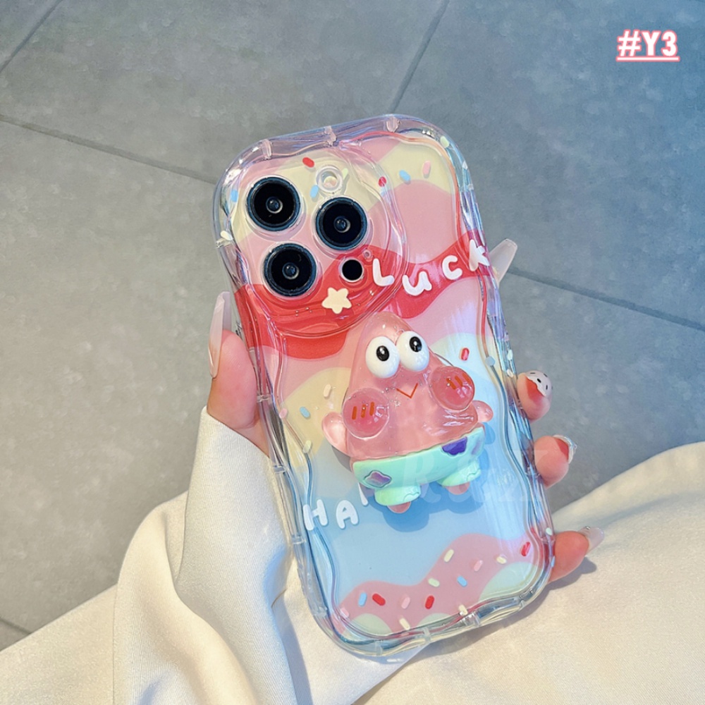 Casing Realme C53 C55 C33 C31 C30s C35 Realme 10 9i 8i 6i 5 7i C15 C25 C21Y C25Y C12 C1 C20 C3 C2 C1 Rainbow SpongeBob Patrick Star Wavy Edge Soft Case Dengan Bracket Lucu RIXUAN