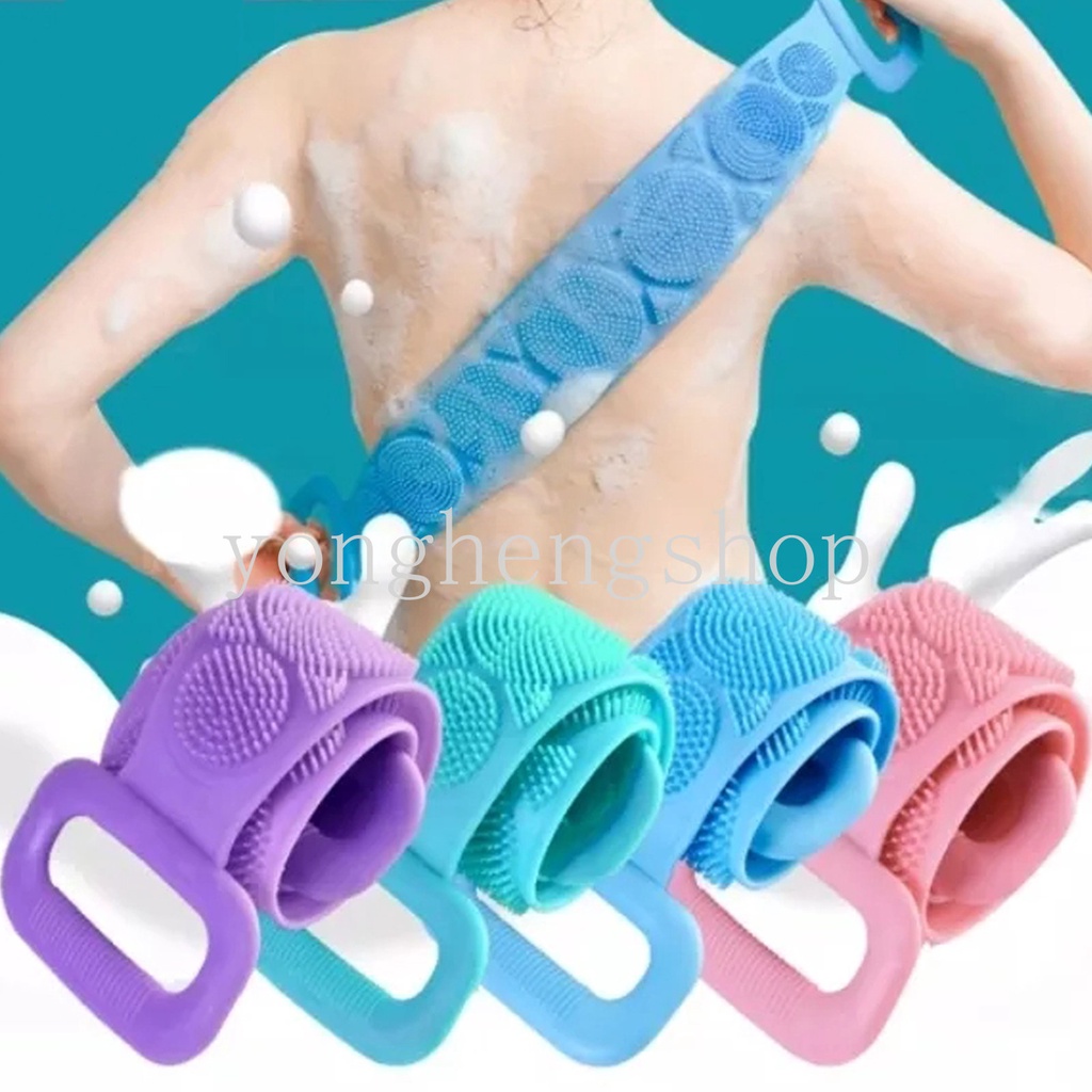 Sikat Mandi Silikon Gosok Punggung Penggosok Pengelupasan Scrubber Pijat Tubuh Penghilang Kulit Mati Sikat Pembersih Tubuh Dipanjangkan Tali Shower Aksesoris Kamar Mandi