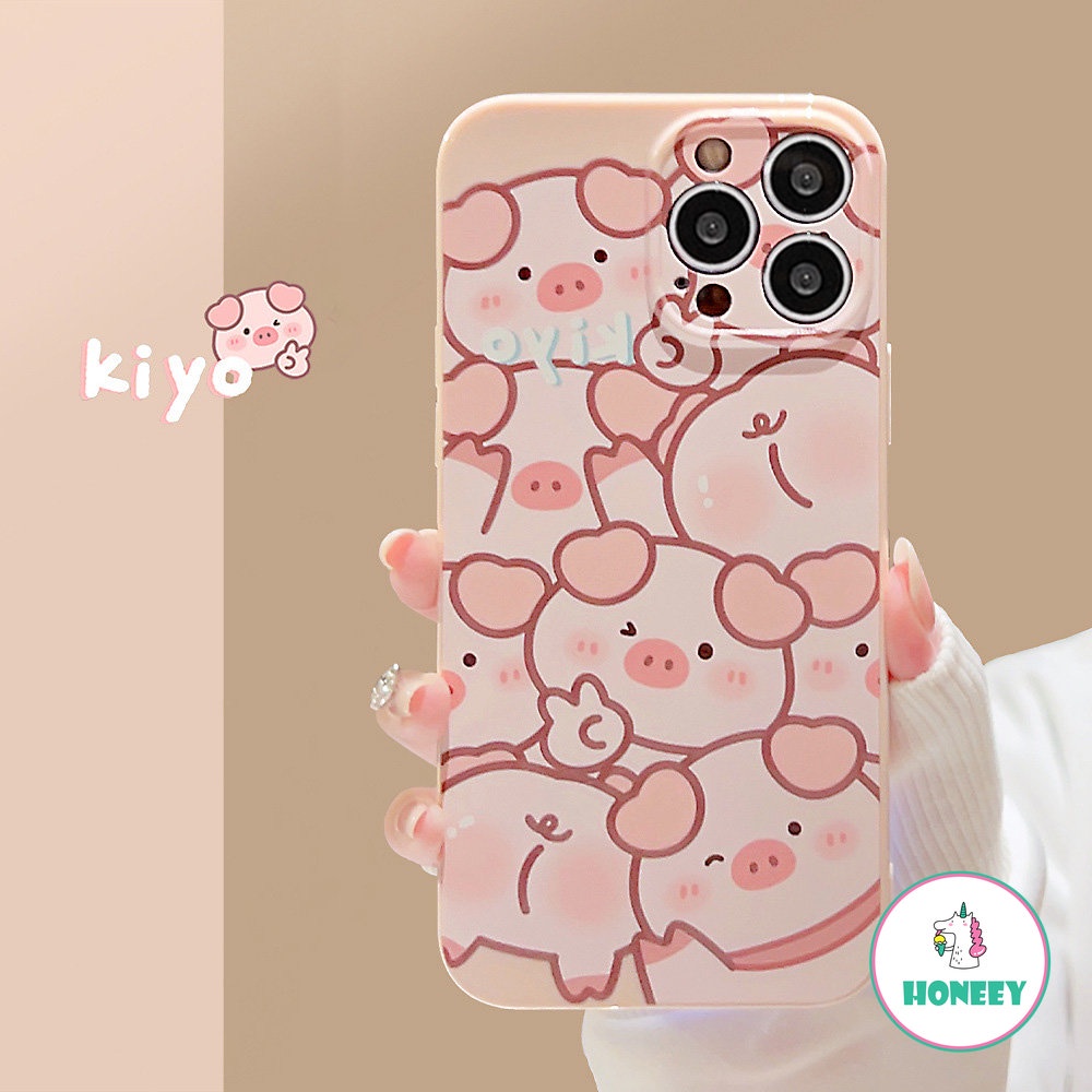 Kawaii Pink Piggy Phone Case Kompatibel Untuk iPhone 14 Pro Max13 12 11 Pro Max TPU Lembut Shockproof Sarung Handphone