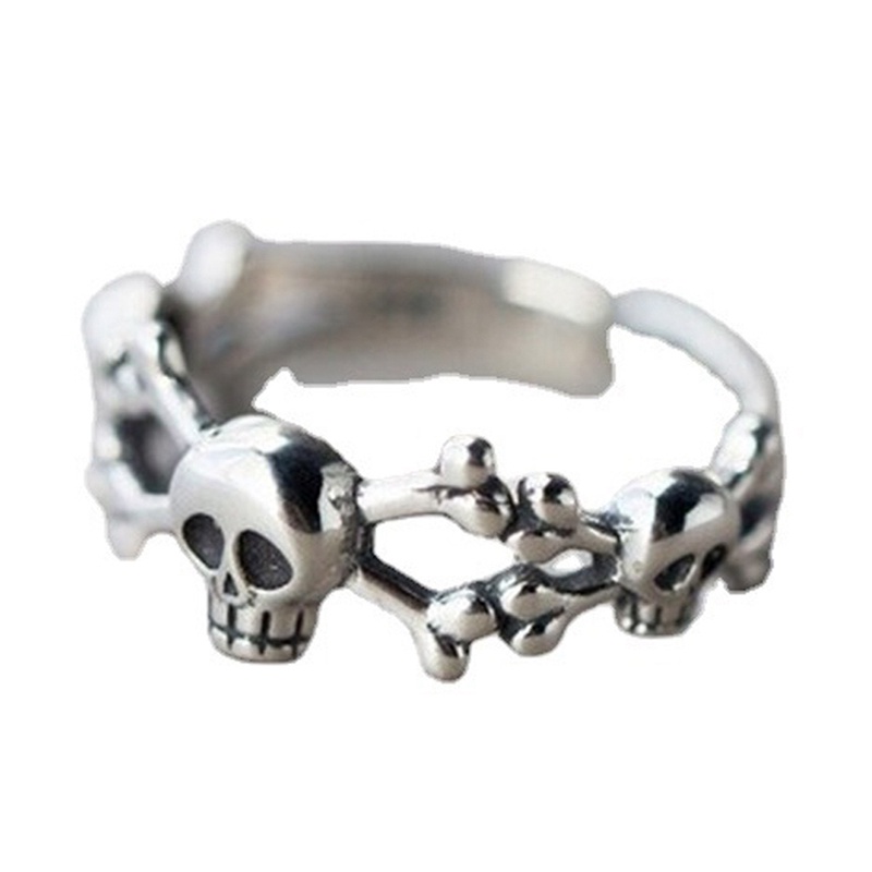 Vintage Bunga Pasangan Punk Cincin Untuk Wanita Tengkorak Hip Hop Statement Metal Gothic Man Woma Rings Fashion Perhiasan