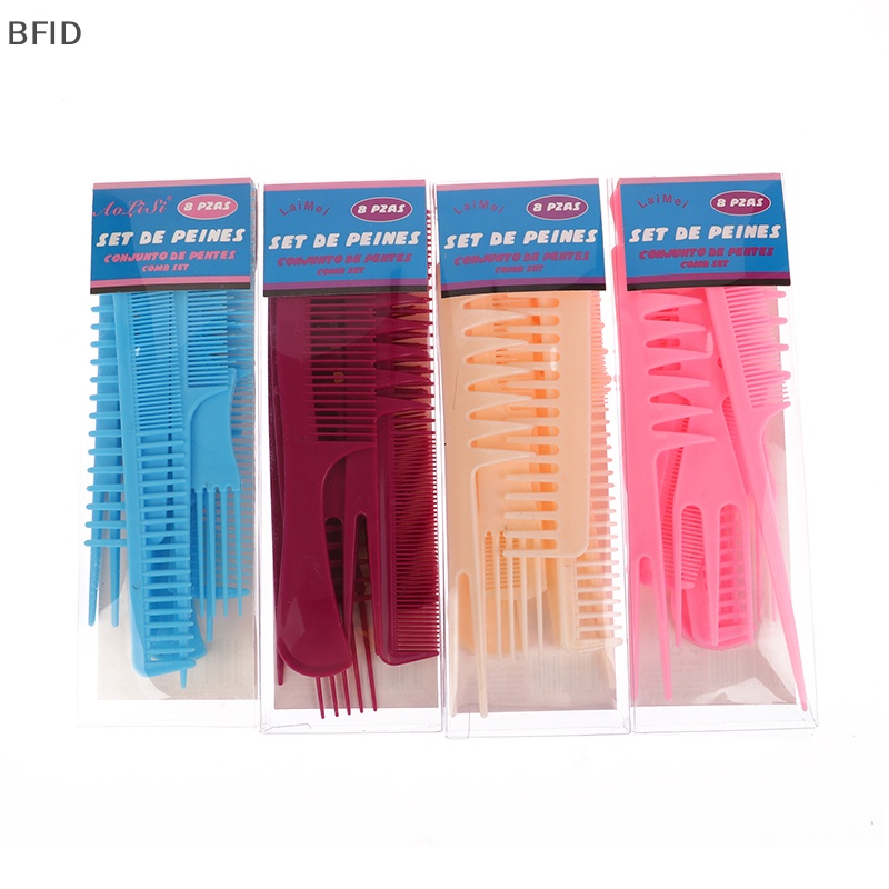 [BFID] 8pcs Set Sisir Potong Rambut Portable Anti-Statis Hairdressing Hair Comb Hair Detangler Comb Makeup Barber Haircare Stylist Tool Suit [ID]