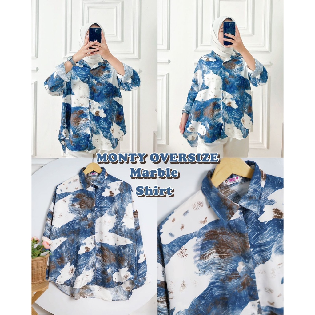 BEFAST - ZFS OOTD WANITA KEMEJA NADIA / MONTY OVERSIZE MARBLE SHIRT / Hem Wanita Keluaran Terbaru / Fashion kekinian Remaja ABG Trendy / Kemeja Lengan Panjang Formal / Outfit Daily Wanita Remaja / Hem Motif Abstrak