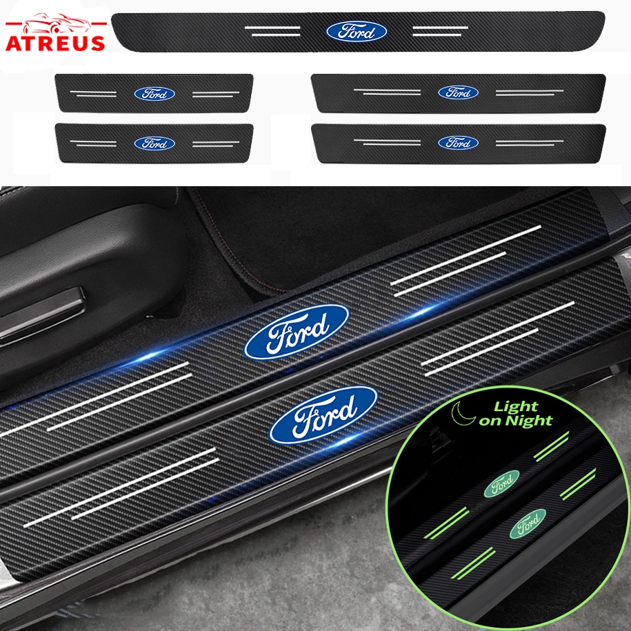 Luminous Stiker Pelindung Pintu Mobil Ford Anti Gores Threshold Strips Mobil Stiker Untuk Ford Fiesta Ranger Ecosport Focus Everest Mustang Escape