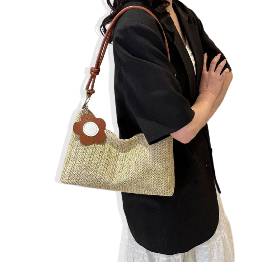 Tas Jinjing Wanita Fashion Anyaman Flower Unik I Tas Wanita